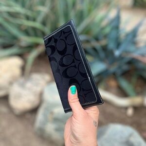 COACH | Black Monogram Passport Wallet